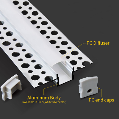 LED Alçıpan Profil Alüminyum Gömme Alçıpan Alçı Alçı LED Işık Şeritleri PC Kapaklı Alüminyum Kanal
