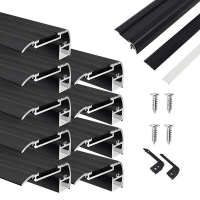 İyi bir fiyat. Siyah Anodizli LED Burun Profili 6063-T5 Merdiven Merdiven Işığı için Alüminyum Alaşım W65mm*H27.5mm çevrimiçi