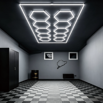 568W LED Altıgen Işık Modüler Tavan Aydınlatma Sistemi Garaj Spor Salonu Atölye Ofis Bağlanabilir Petek LED Altıgen Işık Panelleri için