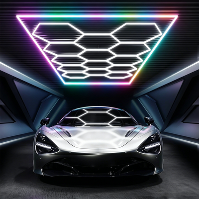 2026 Yeni 14 Altıgen RGB Uzaktan Kumandalı Petek LED Tavan Lambası 24V IP20 Spor Salonu Salon Garaj Bar Atmosfer Işığı CE Hazır