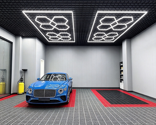 İyi bir fiyat. 512W LED Altıgen Işık Modüler Tavan Aydınlatma Sistemi Garaj Spor Salonu Atölye Ofis Bağlanabilir Petek LED Altıgen Işık Panelleri çevrimiçi
