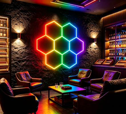 İyi bir fiyat. RGB LED Altıgen Işık Modüler Bal Arısı Tavan Işık Sistemi Garaj Spor Salonu Ofisi ve Kolay Montaj için Tasarlanmıştır Çevrimiçi