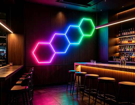 İyi bir fiyat. Garaj, Spor Salonu, Atölye ve Ofis Tavan Aydınlatması ve Dekorasyonu İçin Mükemmel Modüler RGB LED Altıgen Işık Petek Paneller Çevrimiçi