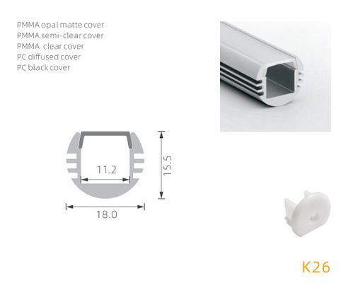 Tüp Işık için 100lm / W 2m Eloksallı Led Alüminyum Profil 6063 Alaşım