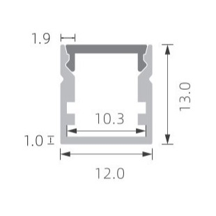 PMMA Buzlu Led Şerit Işık Profili Pc Kapaklı 12 × 13mm Kumlama