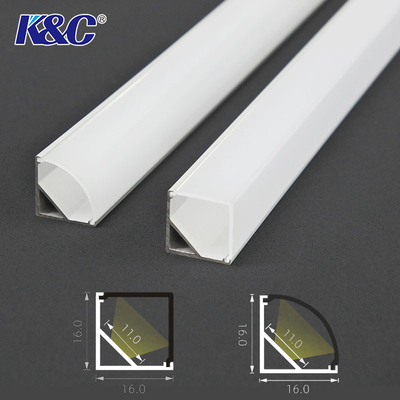 Kabine 45 90 Derece Açı Işık için LED Köşe Alüminyum Profil Ekstrüzyon Kanalı