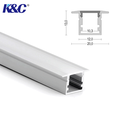 T3 Temperli Alüminyum Profil Ekstrüzyon Kanalı 20×13mm Gömme PC Buzlu
