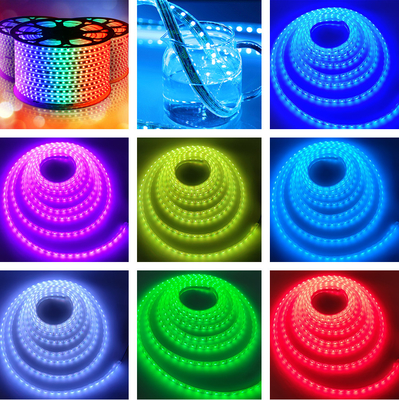 SMD5050 Esnek RGB LED Şerit Işıklar Silika Jel Renkli DC24V 60 Ledler Suya Dayanıklı IP68